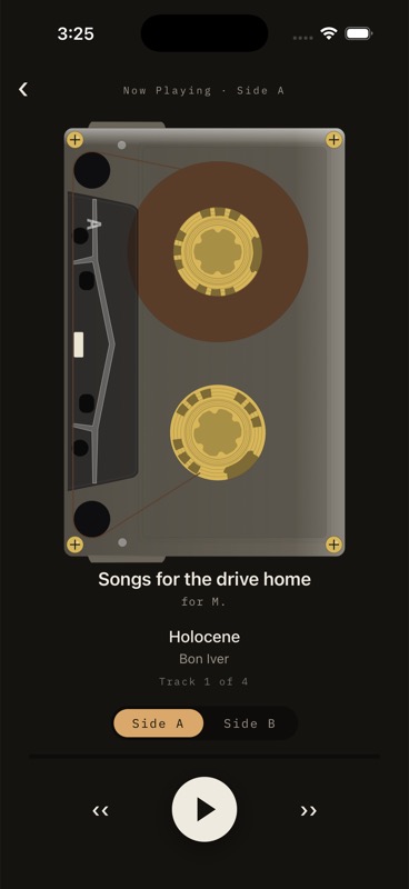 Tape Bird — Player screen