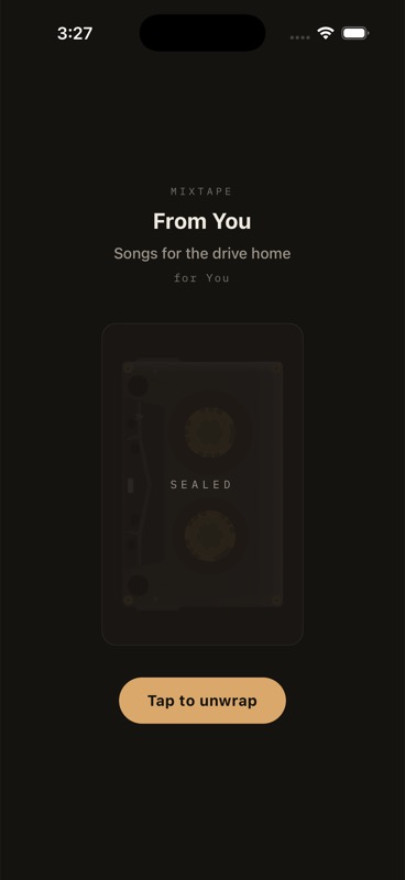 Tape Bird — Unwrap screen